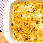 This Creamy Swiss Chicken Bake is made with six ingredients and can be put together in under 15 minutes. It's a busy woman's best friend!